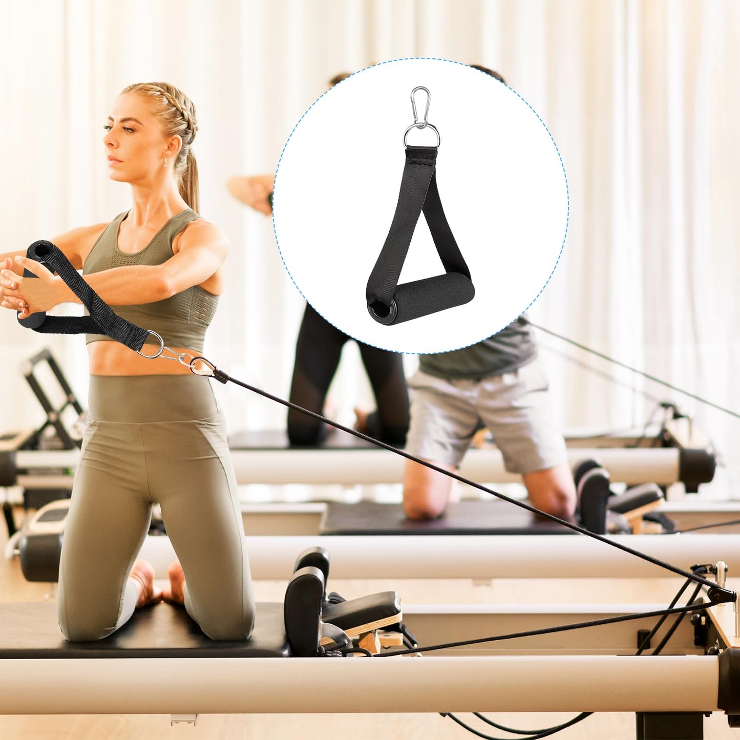 LLMSIX Gym Handles - Heavy Duty Cable Handles with 4 Carabiners for Resistance Bands, Strength Trainers, Home Exercise (Set of 4)