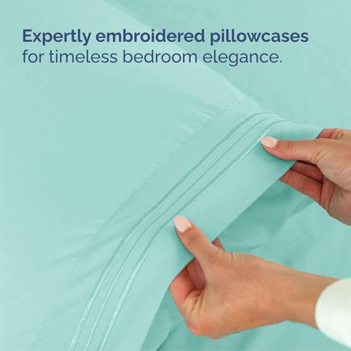 Cal King Size 4-Piece Sheet Set | Skiennix Comfy Breathable Cooling Bedding - Luxury Hotel Quality - Deep Pockets, Soft, Wrinkle-Free - Oeko-Tex Certified, Spa Blue