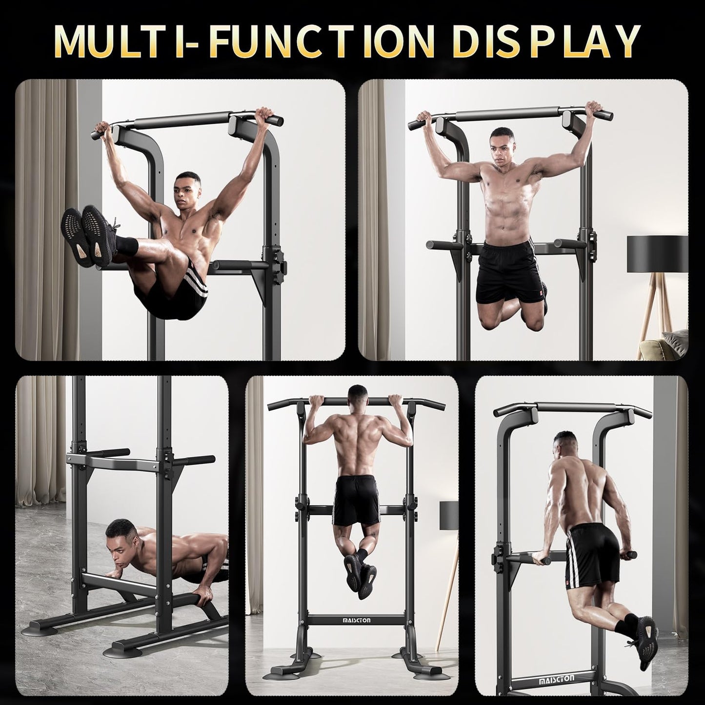 DONIUZ Power Tower Pull Up Bar and Dip Station, Multi-Function Home Gym, Strength Training Fitness Equipment, Height Adjustable(WHITE)