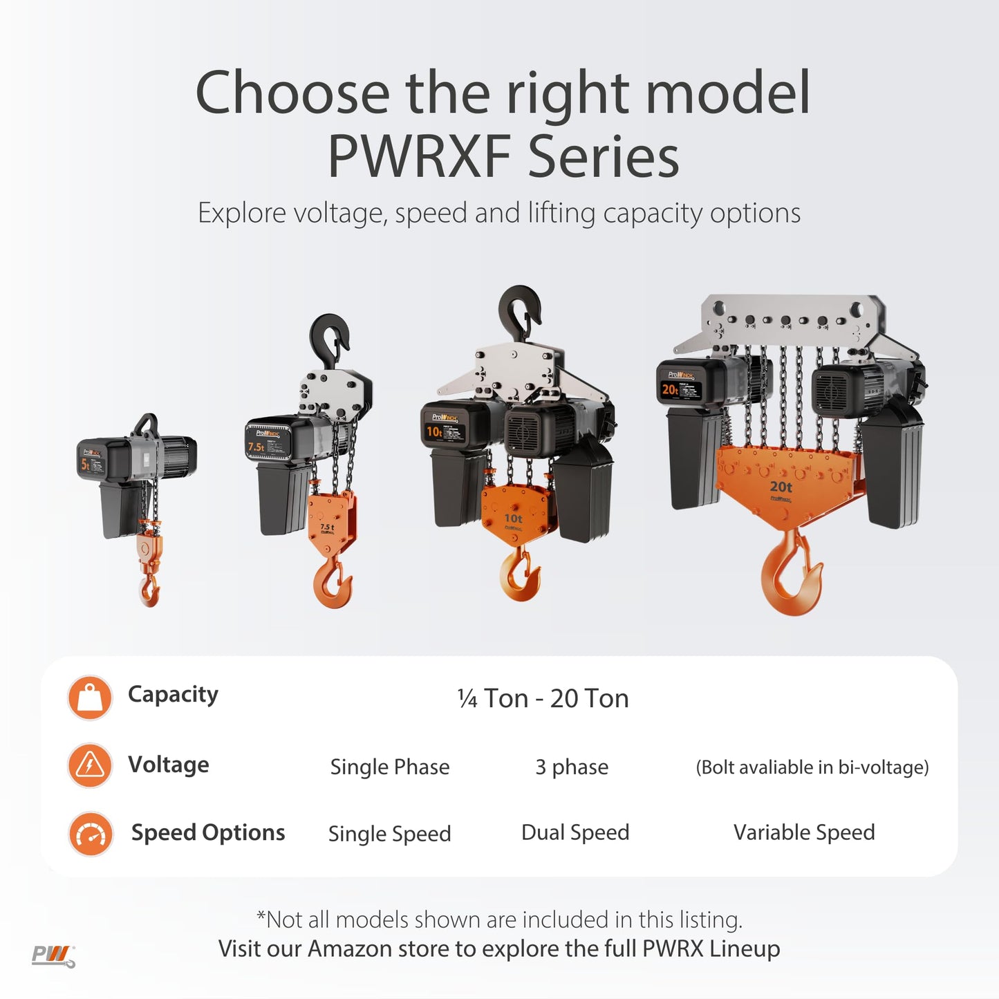 Prowinch 1 Ton Electric Chain Hoist – Single Speed, Heavy Duty H4, Dual Voltage 208/480V 3-Phase, 13 ft Lifting Height, G100 Nickel Chain, IP55 – ASME B30.16 Industrial Hoist