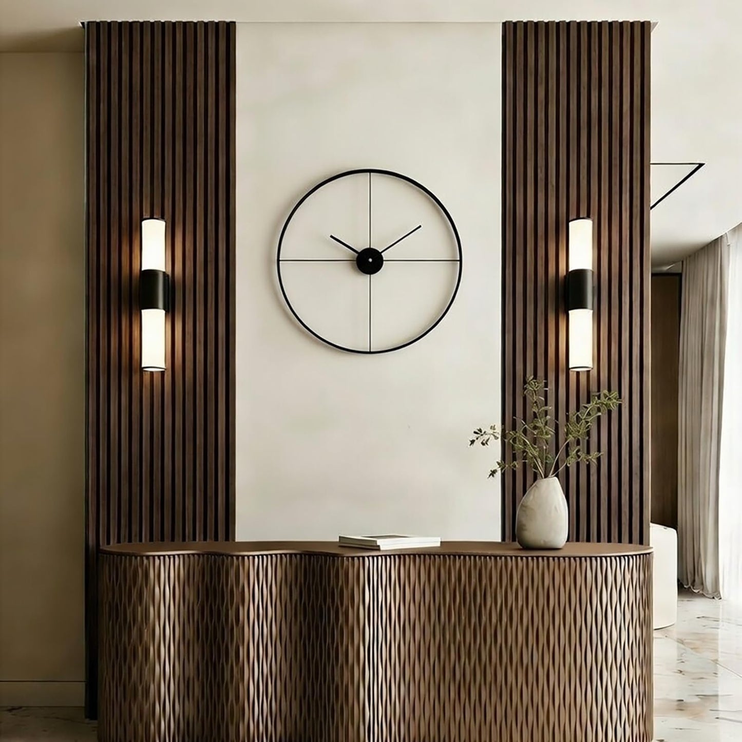 Wood Slat Wall Panels - 4 Pack 93.7" × 11" - Acoustic Panels Noise Reduction for Home Office Studio, 3D Fluted Sound Dampening Absorbing Panels, Dark Walnut