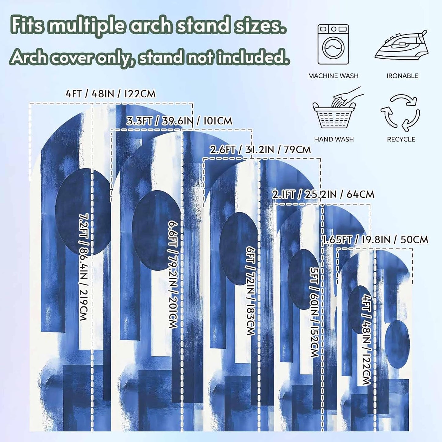 Jnbasdffb 6.6 Geometric Blue Wedding Arch Cover, Stretchy Spandex Arch Backdrop Stand Covers FT, Simple Abstract Modern