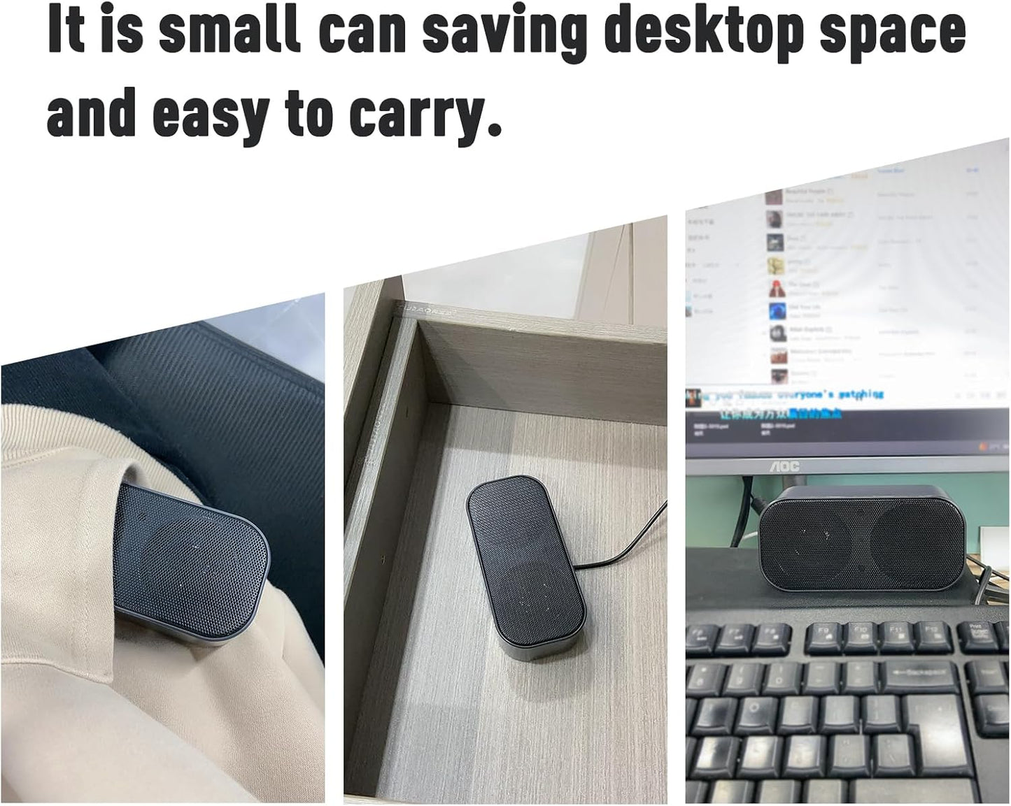 shuley Computer Speaker for Desktop, Wired PC Speaker, Portable USB Speaker for Laptop, Plug and Play, Sound-bar