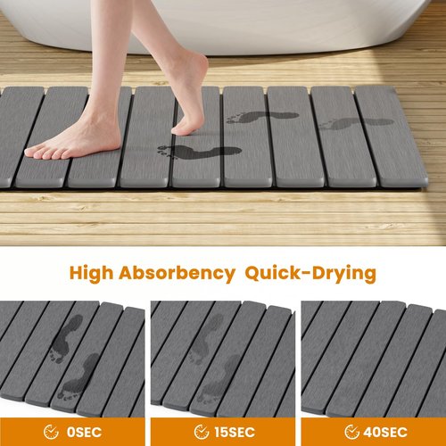 Dayacoco Non Slip Stone Bath Mat, 23.2 x 15.3 in Foldable Quick Dry Stone Shower Mat, Diatomaceous Earth Bath Mat for Bathroom, Kitchen, Easy to Clean (Grey)