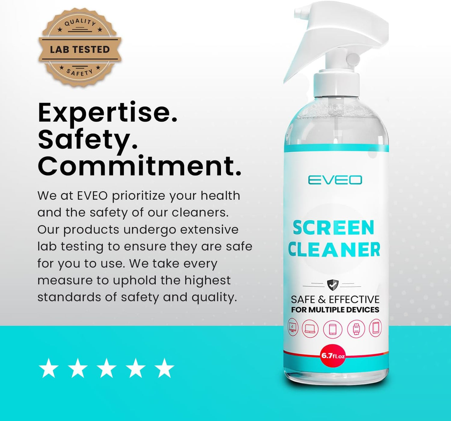 EVEO TV Screen Cleaner Spray (Streak-Free) TV Screen Cleaner for Smart TV, LCD, LED, OLED | Computer Screen Cleaner