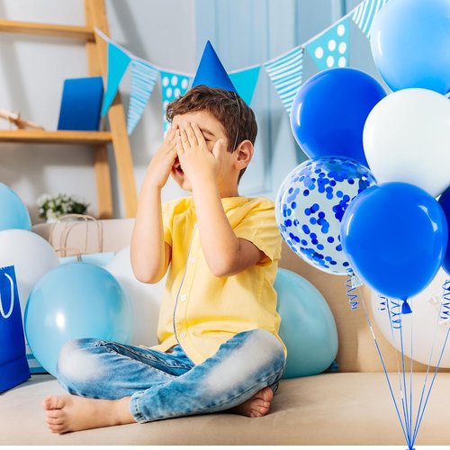 NACHLYNN 12-Inch Light Blue Party Balloons - 60 Packs of Confetti for Birthday & Wedding Decor