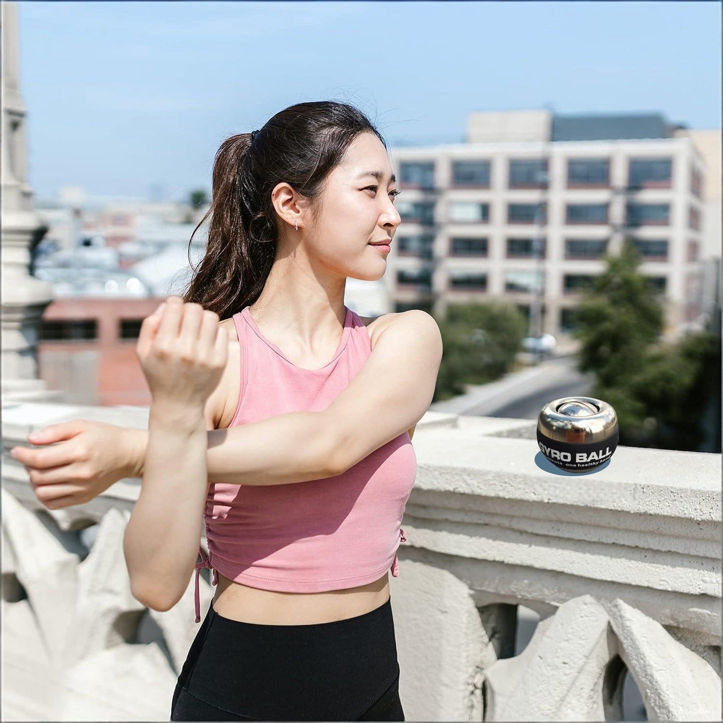 EXBEPE All-Metal Power Gyro Ball,Weighted Auto-Start Hand Wrist Forearm Trainer and Strengthener for Exercise Joint and Muscle with Ball Bag