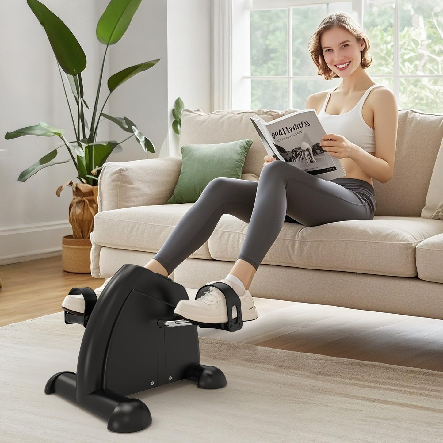 FITKS360 Under Desk Elliptical & Mini Exercise Bike – Seated Electric Leg Exerciser & Magnetic Pedal Machine for Seniors Arms & Legs Workout with Remote, LCD Display & 5 Adjustable Resistance/Speeds