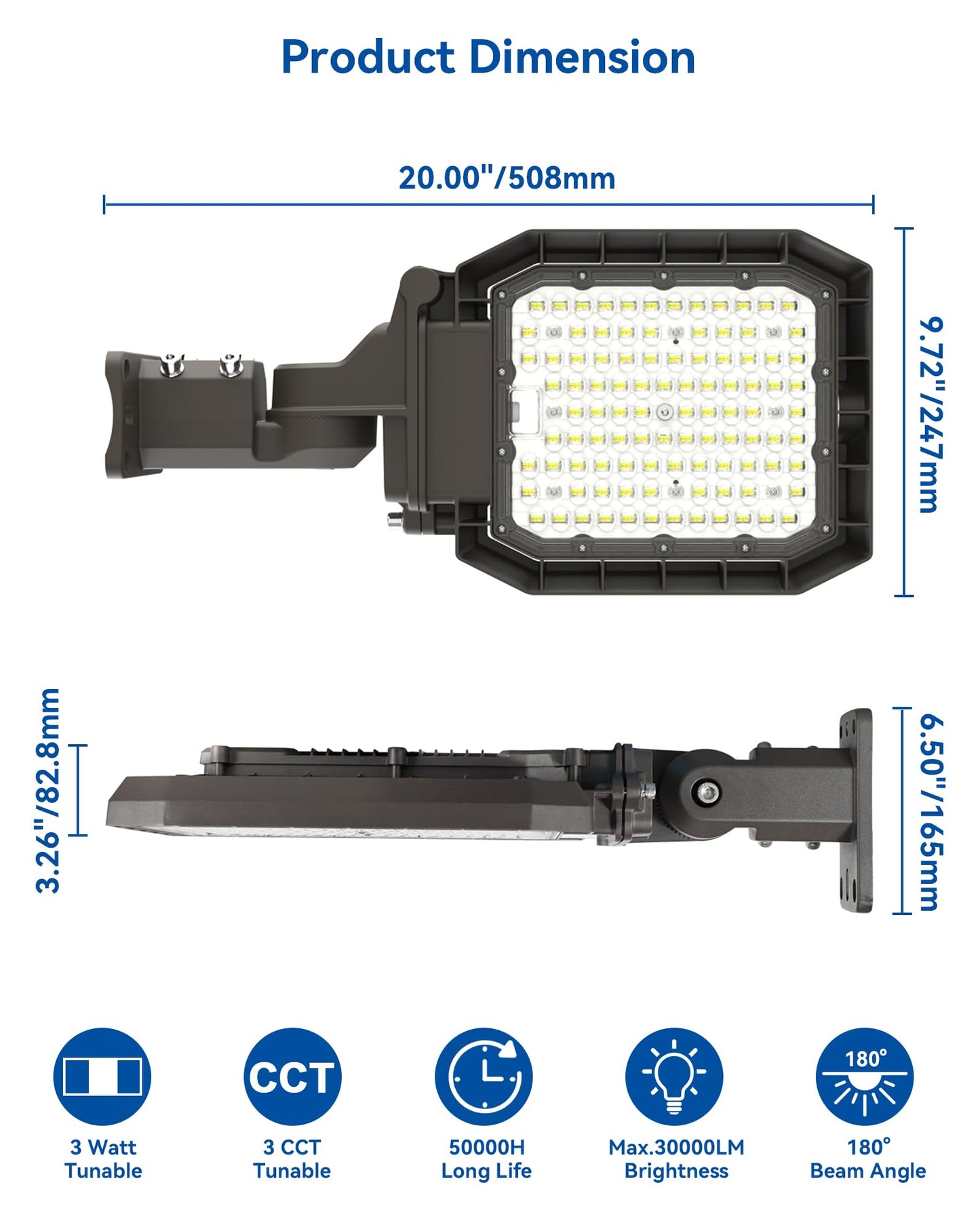 LTBLIGHT 3-Pack LED Parking Lot Light, 200W 30000LM 3CCT Adjustable, Dusk to Dawn Photocell Sensor, Waterproof Outdoor Pole Lights for Commercial Roadway Warehouse