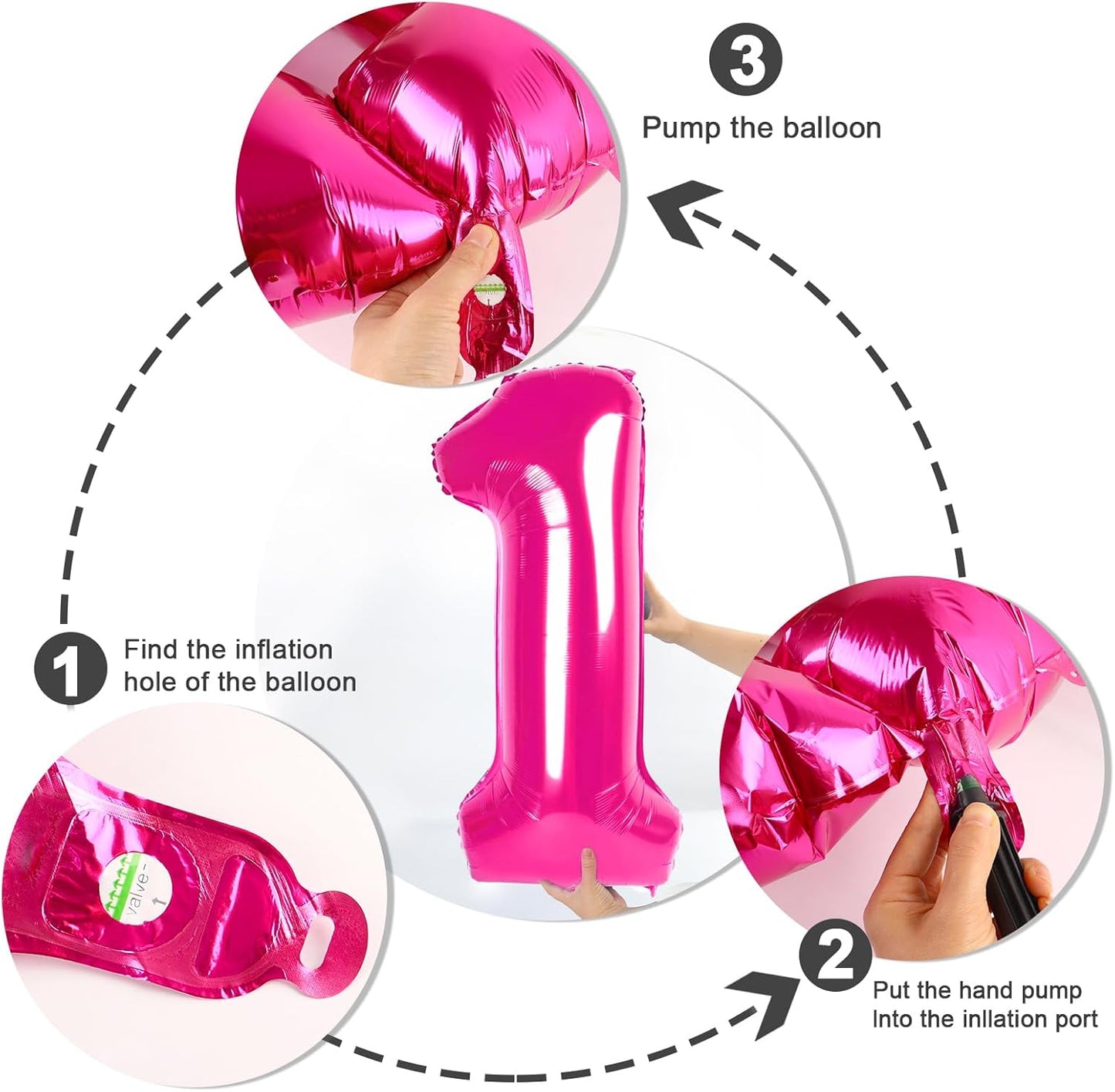 Numbers Balloon - 40 Inch Large Hot Pink Balloon for 3rd Birthday Party Decorations