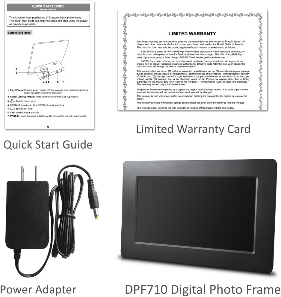 Sungale 7" Sleek HD Digital Photo Frame by