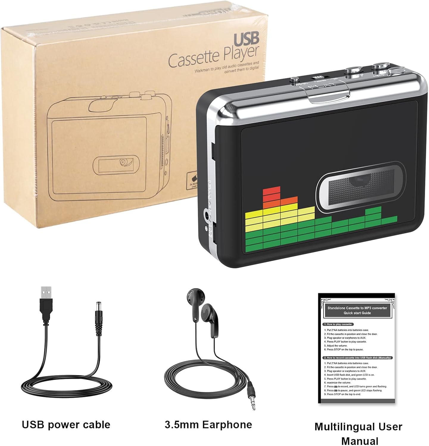 DIGITNOW Cassette MP3 MP3 BR607 USB Player, Portable Walkman Stereo Tape to Converter, Audio Music Recorder to Digital