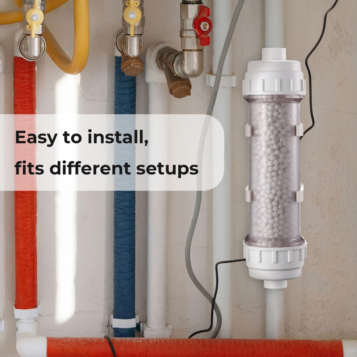 Lounsweer 2 Pcs Condensate Neutralizer Kit with 925g Ceramic Balls, Transparent Tube with Complete Fittings, Wall-Mount Clamps, PVC Tubing PTFE Tape, etc. for HVAC Furnace & Boiler Replaceable Media