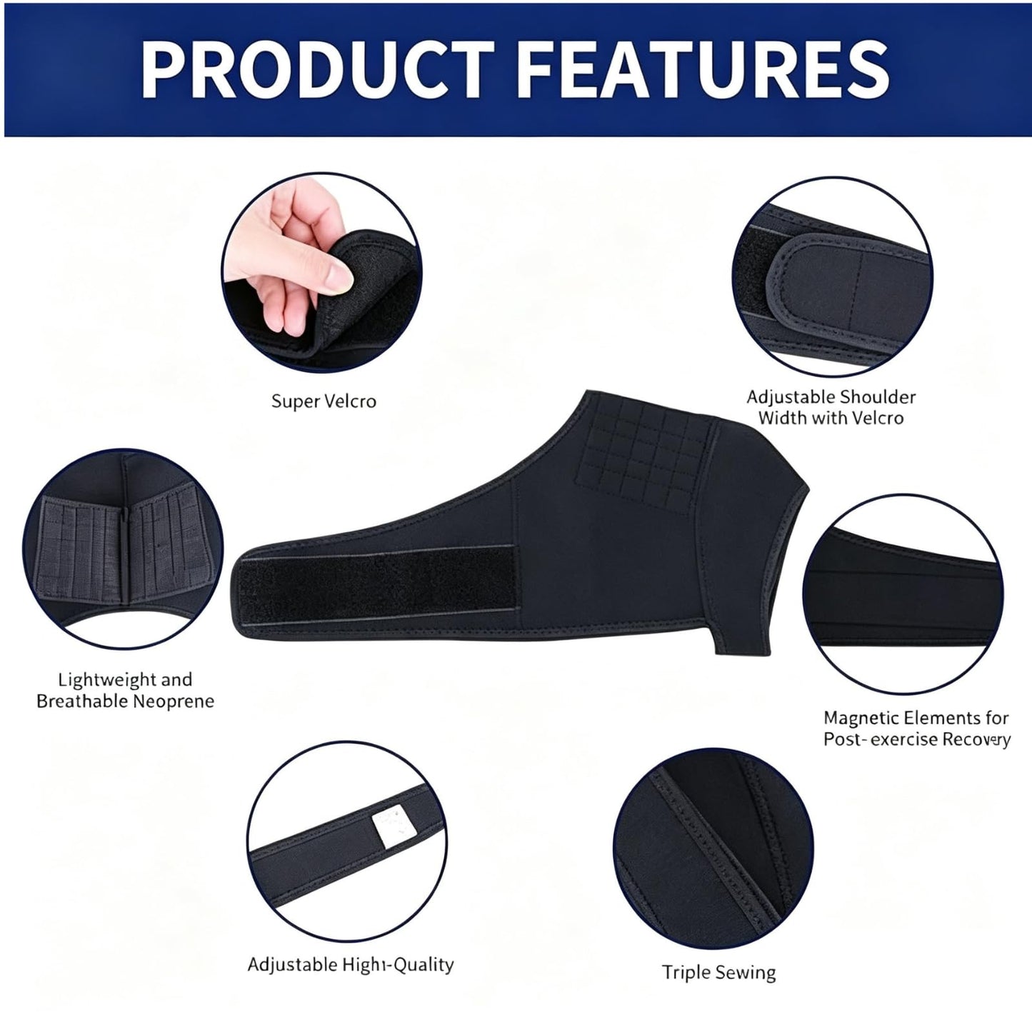 Shoulder Brace, Rotator Cuff Support Brace and Arm Sling for Pain Relief, Shoulder Compression Sleeve for Preventing Strains and Dislocation, Adjustable Fits Left and Right Arm for Men & Women, with Magnetic Therapy to Promote Blood Circulation