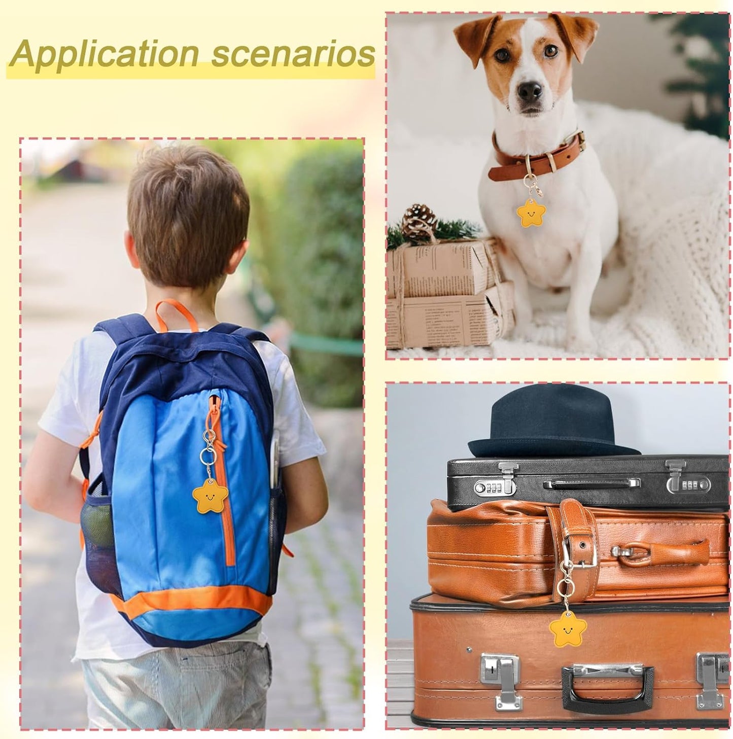 lasuroa Backpack Cute Star Leather Keychain Holder, Waterproof Anti-Scratch Hidden GPS Tracker Case Cover Key chain