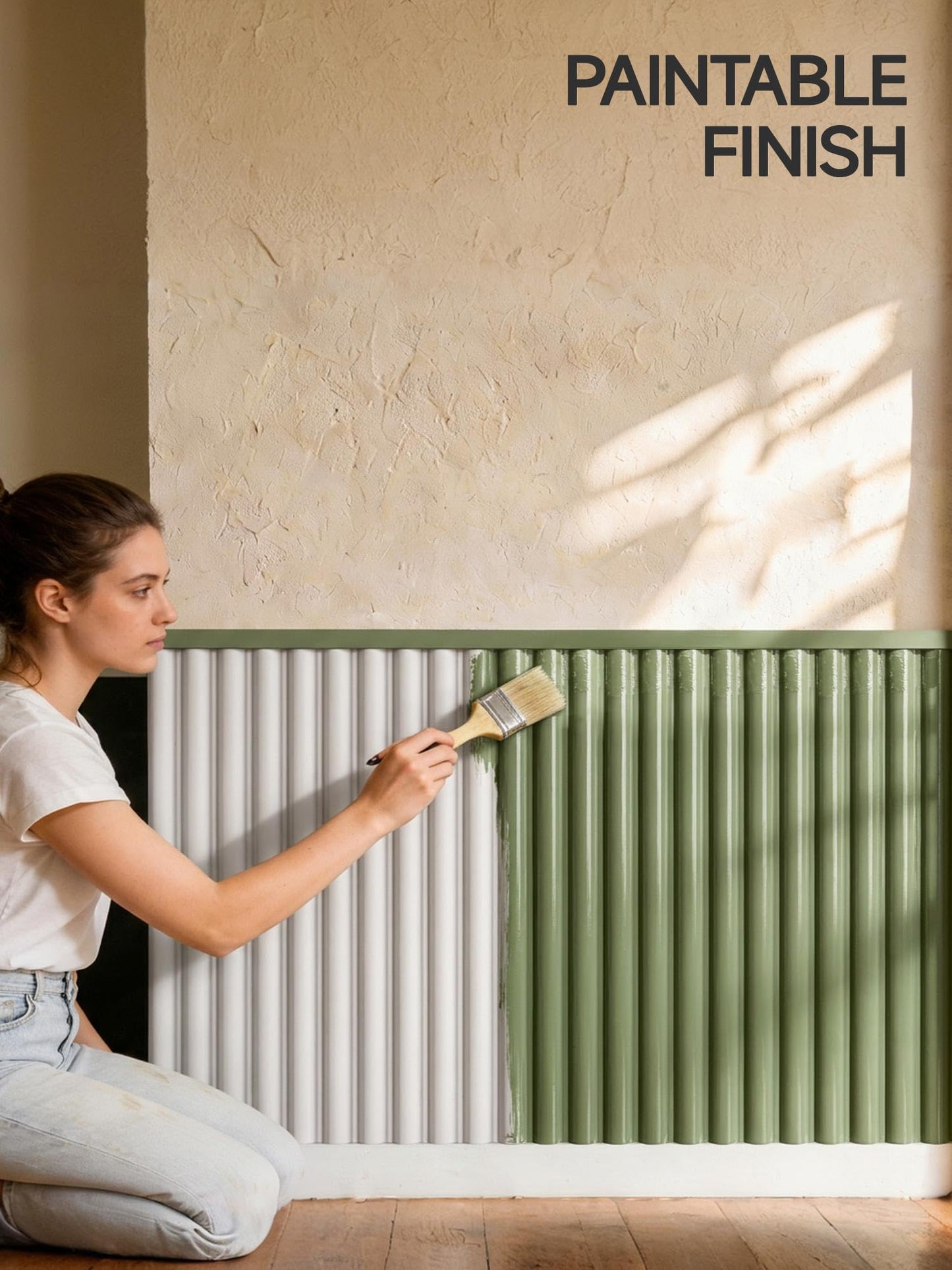 Upick Wainscoting Panels Beadboard, Paintable PS Wall Paneling for Accent Wall 59" x 40", White