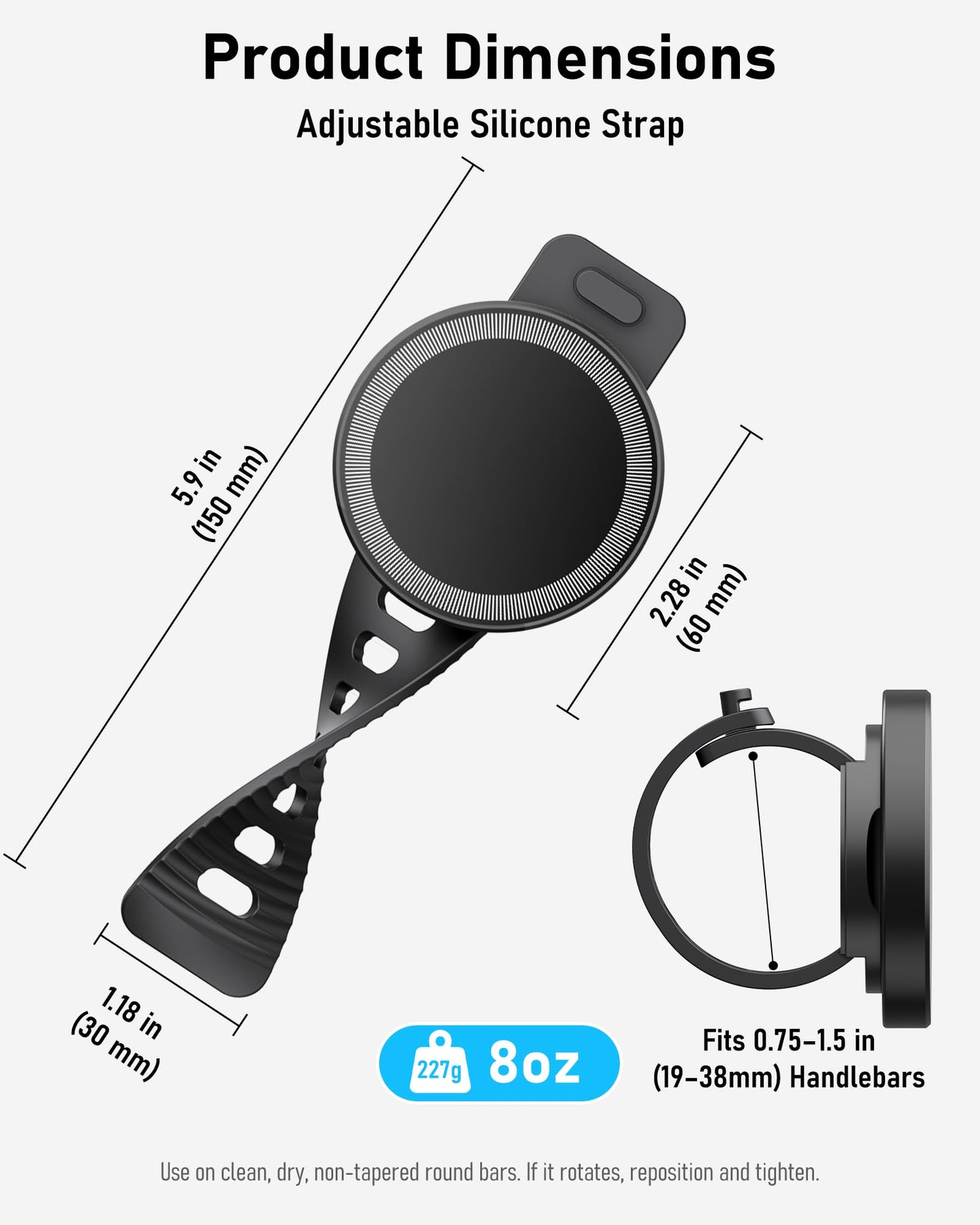 NINEFATICS Stroller Phone Holder, Compatible with MagSafe, Magnetic Handlebar Mount, 17x N52 Strong Magnets, Fits Treadmills, Peloton, Shopping & Golf Carts, Adjustable Strap, iPhone 12โ17 & Android