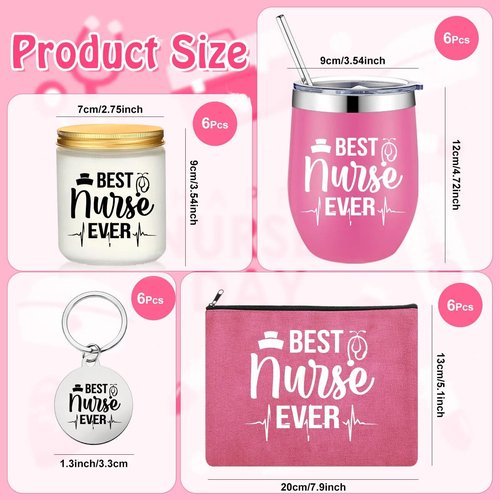 Maxcheck 24 Pcs Nurse Day Week Gifts Bulk 2026 for Nursing Assistant Appreciation Gift CNA Tumbler Scented Candle Makeup Bag Keychain(Cute Nurse)