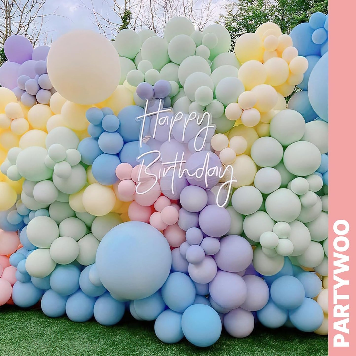 PartyWoo Pastel Rainbow Balloons - 66pcs 12 Inch Latex for Baby Showers, Gender Reveals & Parties