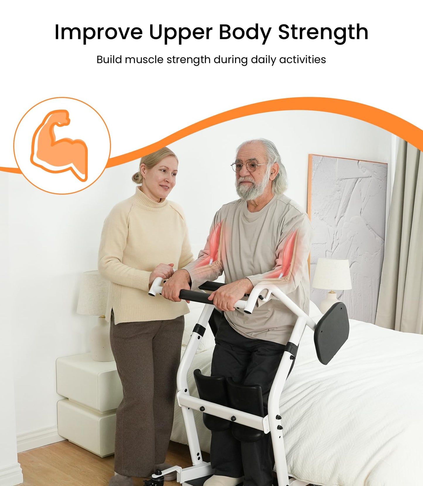 VOCIC Sit to Stand Lift, One-Step Stand Assist Lift for Elderly, Patient Lift Chair Transport Unit with Wheels, Fall Prevention & Muscle Building, AY03 2026 Upgraded