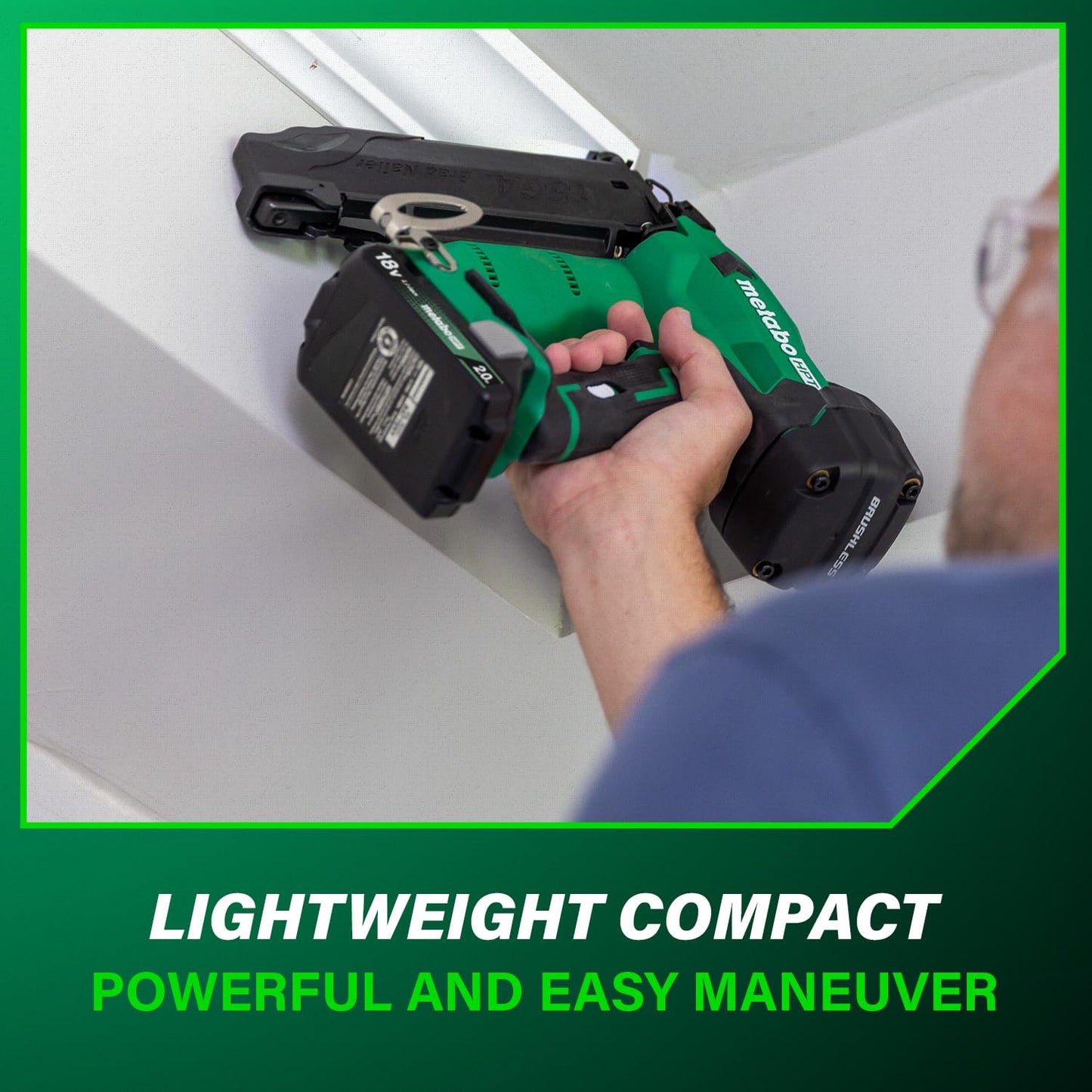 Metabo HPT 18V MultiVolt Brushless Compact Cordless Brad Nailer Kit, 18 Gauge Nailer with Power Tool 2.0Ah Lithium Ion Battery, Drives 5/8" to 2" Brad Nails, NT1850DFT
