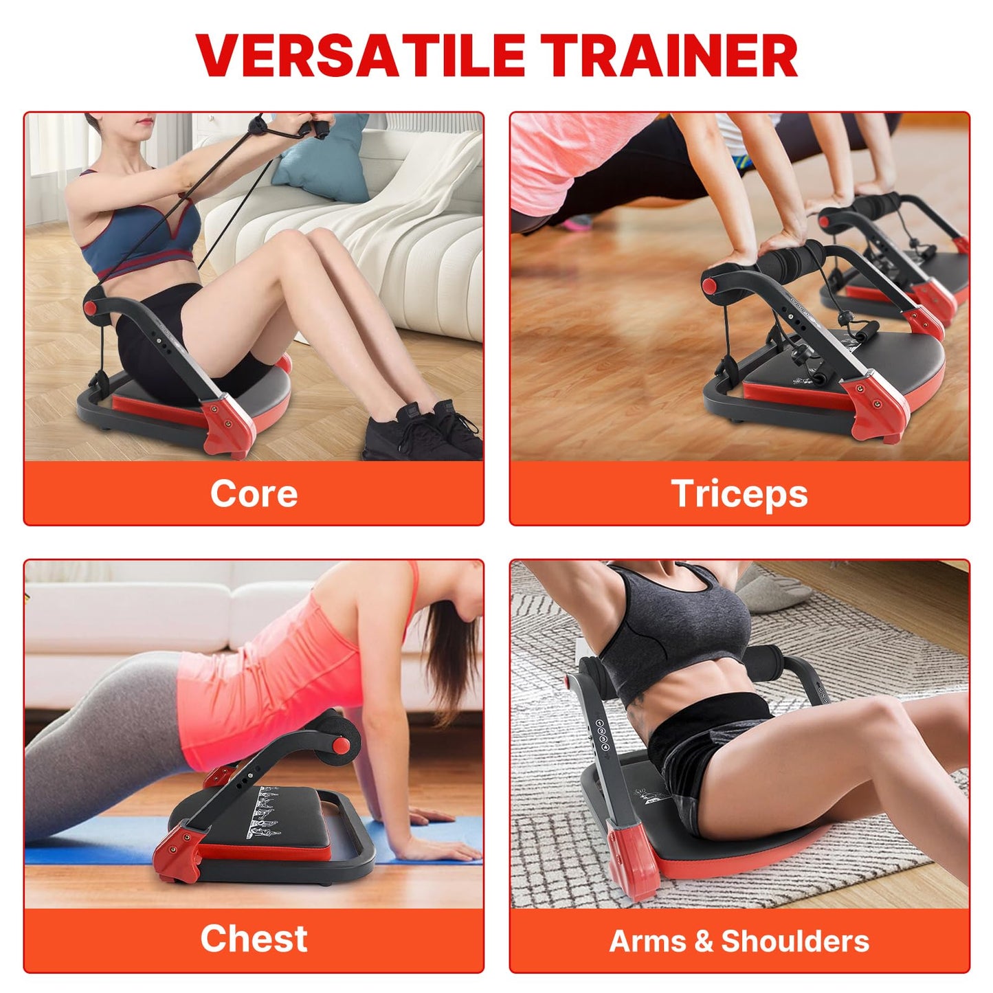 Ab Workout Equipment,Ab machine with Resistance Bands for Stomach Workout,Ab Crunch Machine Sit Up Machine with 4 Adjustable Resistance for Home Exercise,330 LBS Weight Capacity