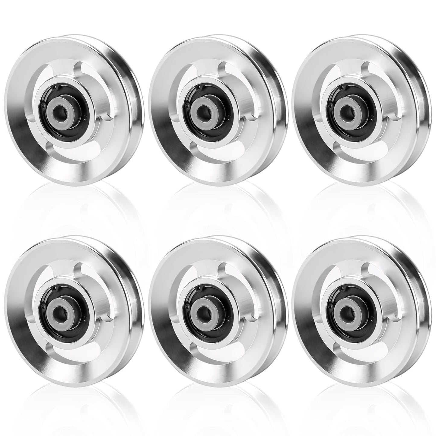 Frdhee 6PCS Aluminum Pulley Wheels for Home Gym, 90mm Universal Bearing Pulley Wheels for Home Gym Equipment Exercise Machine Pulldown Attachments Cable Machines Garage Doors (90mm Diameter)