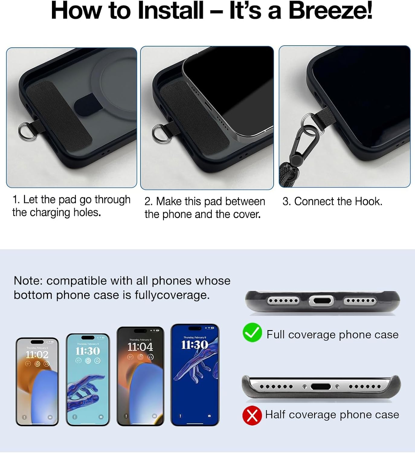 2 Phone Lanyard, Phone Wrist Strap for Cellphone Case, Adjustable Anti Theft Cell Phone Strap with Tether Tabs for All