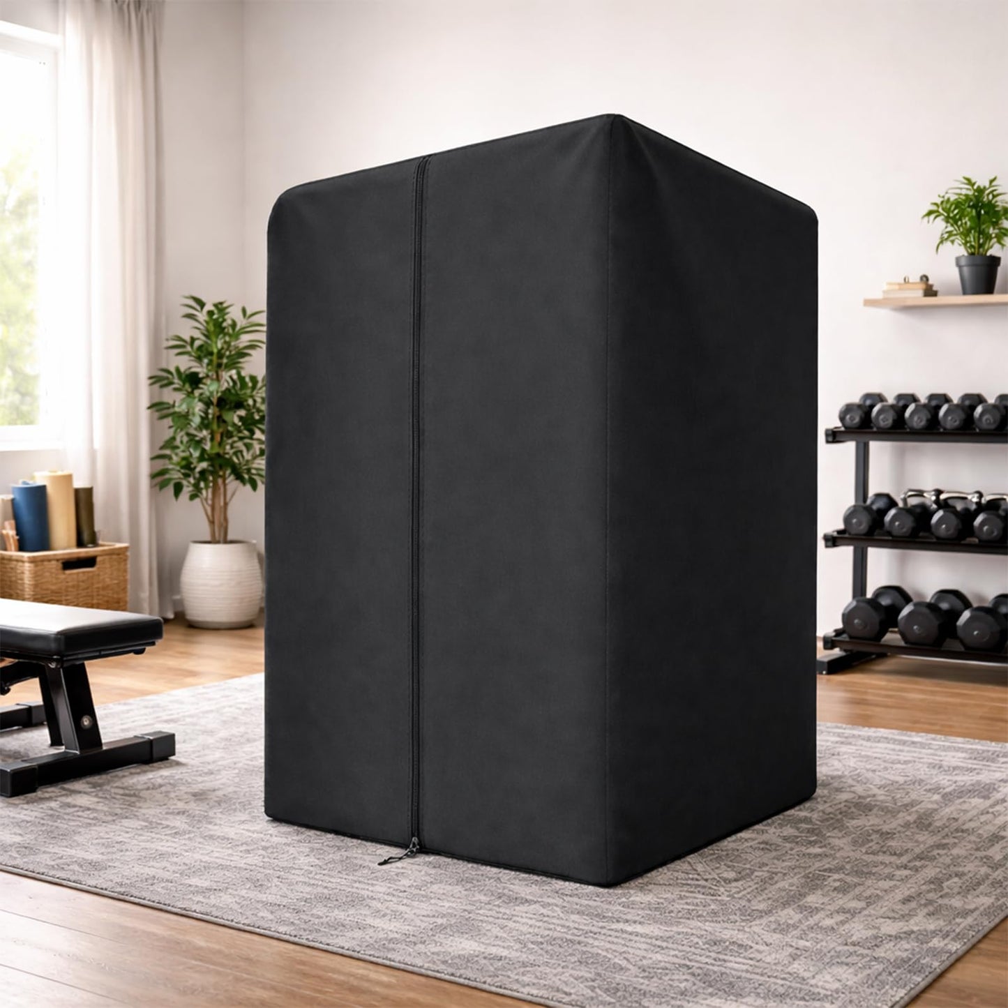 Gym Rack Cover with Waterproof Zipper, Strength Training Protective Covers for Squat Rack/Weight Lifting Rack/Home Gym Workout Equipment-Indoor or Outdoor (47" x 69" x 84"inch)
