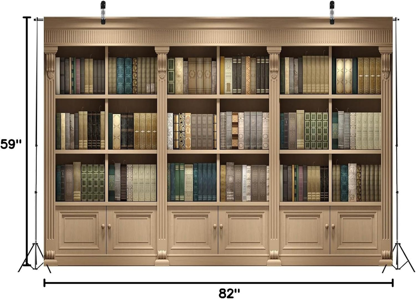 BELECO 7x5ft Fabric Bookshelf Backdrop Library Study Room Office Bookcase Books Background for Video Conference Zoom