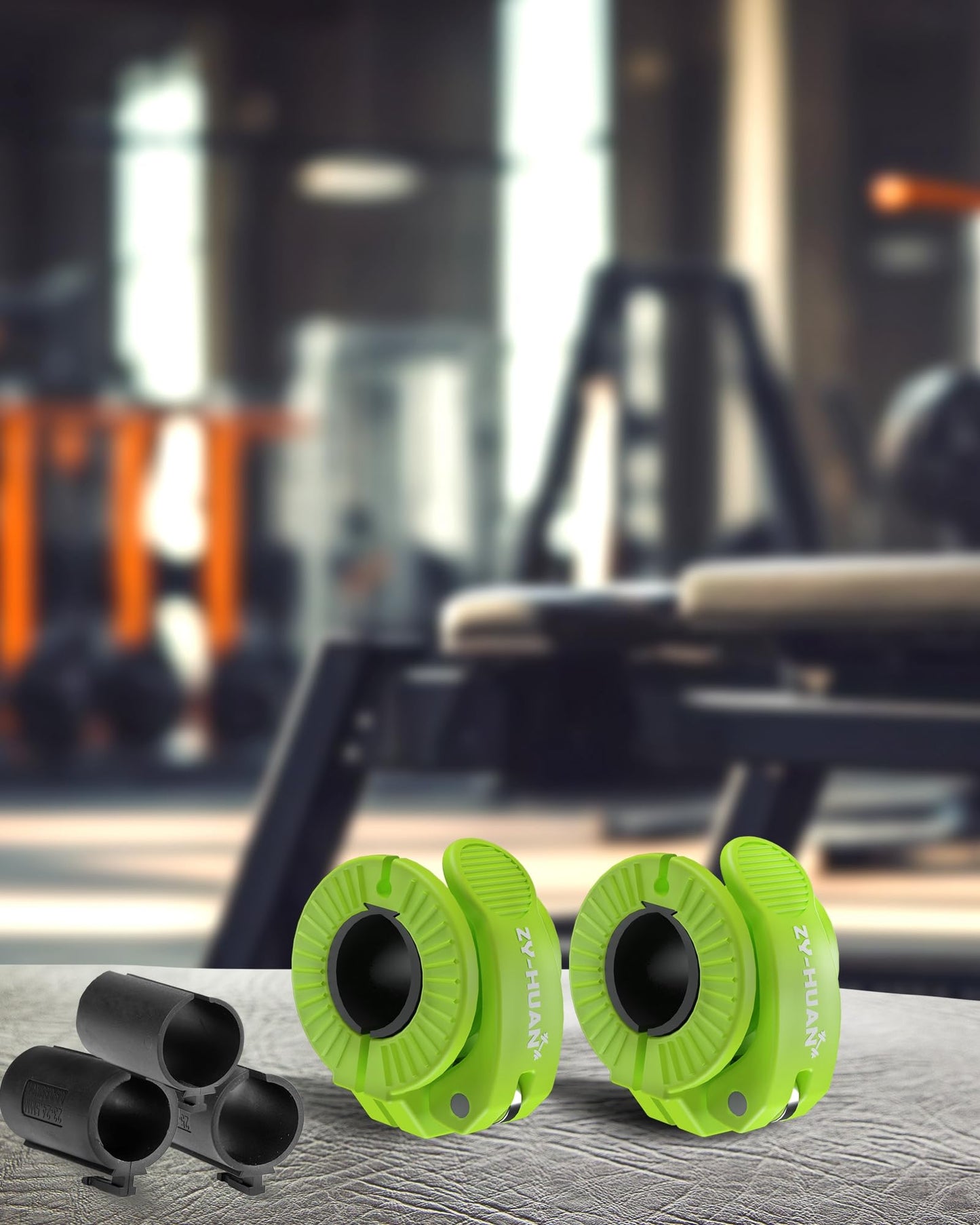 ZY-HUAN Pro Barbell Clips 1 inch Barbell Clamps 0.9-1.18inch Quick Release Weight Clips for Bars Multi-Size Adjustable Olympic Barbell Clamps (Green)