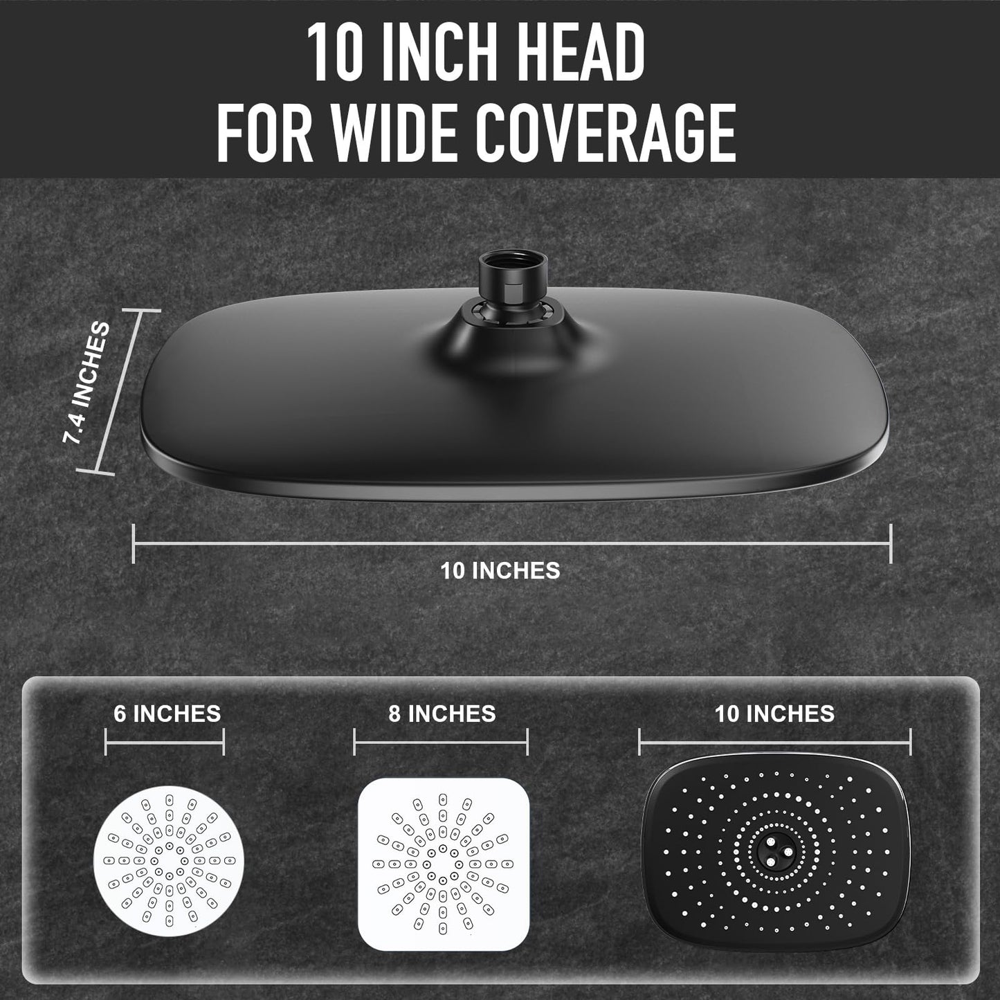 Veken Rain Shower Head with Handheld, High Pressure Rainfall Showerhead Combo with 5 Handheld Water Spray Modes for Bathroom Accessories, Home Decor, Detachable Dual Shower Heads, Matte Black, 10 Inch