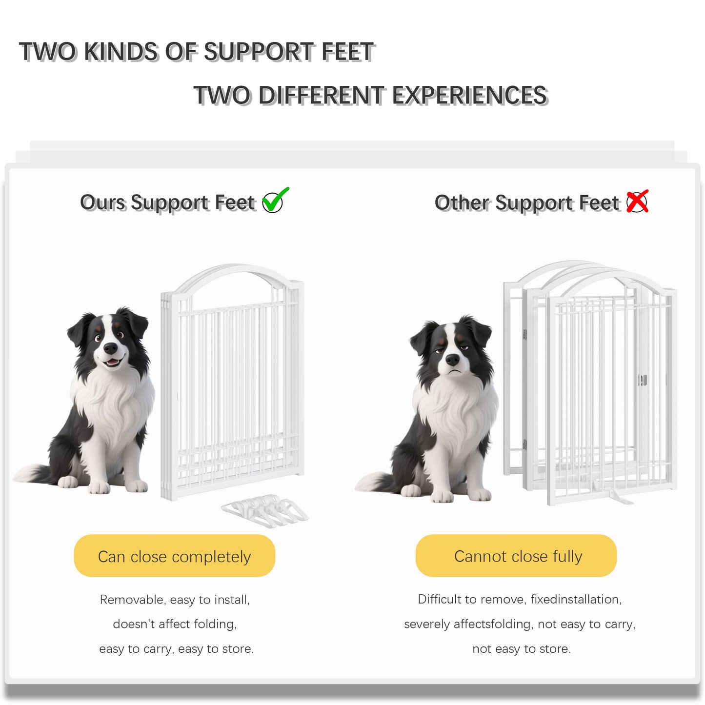 4NM Metal No Drilling Expandable Dog Gate, Extra Wide 192", Extra Tall 32" Free Standing Pet Gate with Door, Gates for Dogs Outdoor or Indoor, with 4PCS Support - White