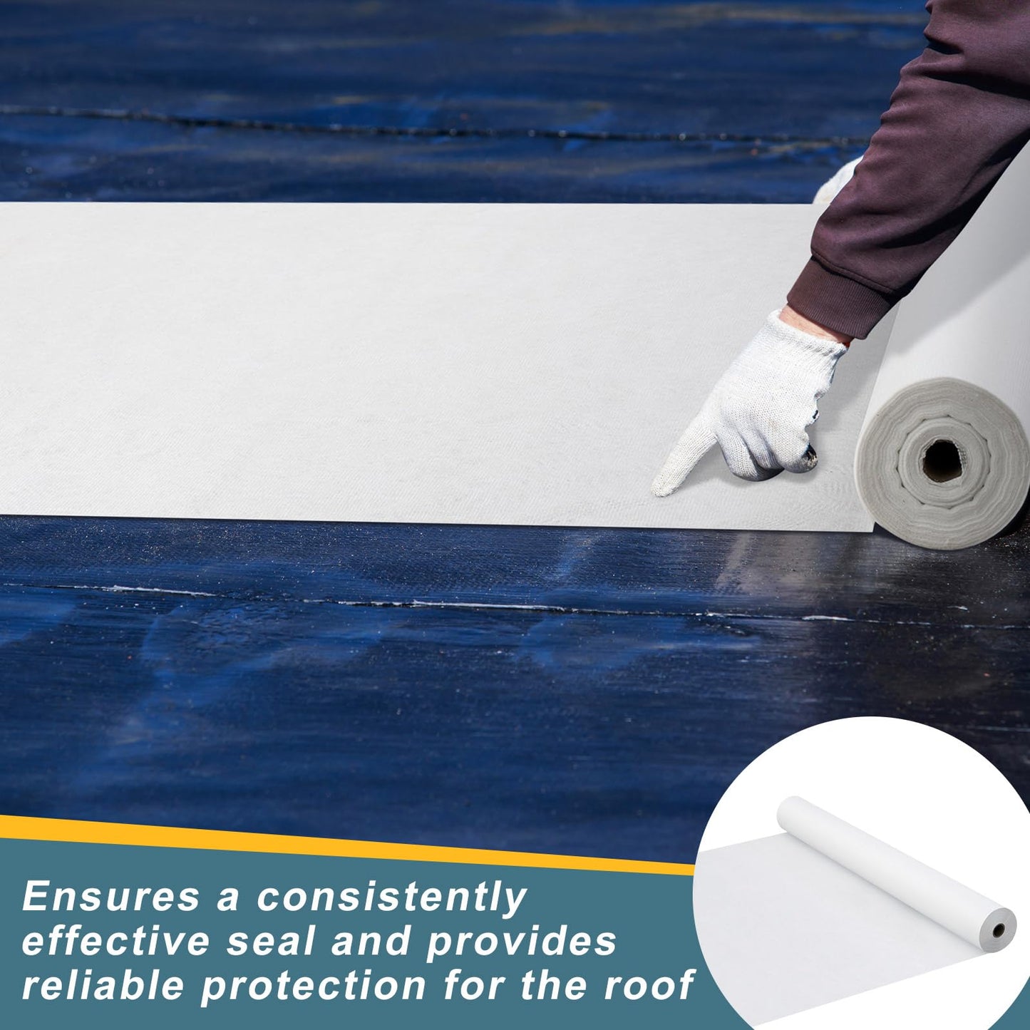 Maasechs Contouring Roof Reinforcement Fabric White, 40 in x 162 ft Elastomeric Roof Coating, Roofing Tool and Fabric Sealer to Reinforce Strength for Roofs
