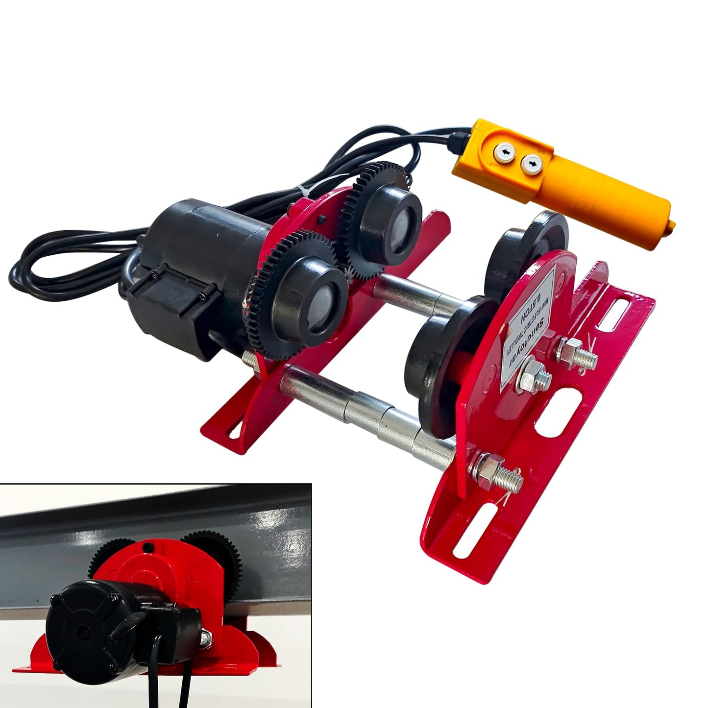 Electric Trolley for Power Hoist 1100LBS Capacity,Fit 2.68-4.33 in I-Beam,Push Geared Overhead Crane Heavy Duty Wheels System for PA200 to PA500 Hoists,Perfect for Gantry Cranes,Warehouses