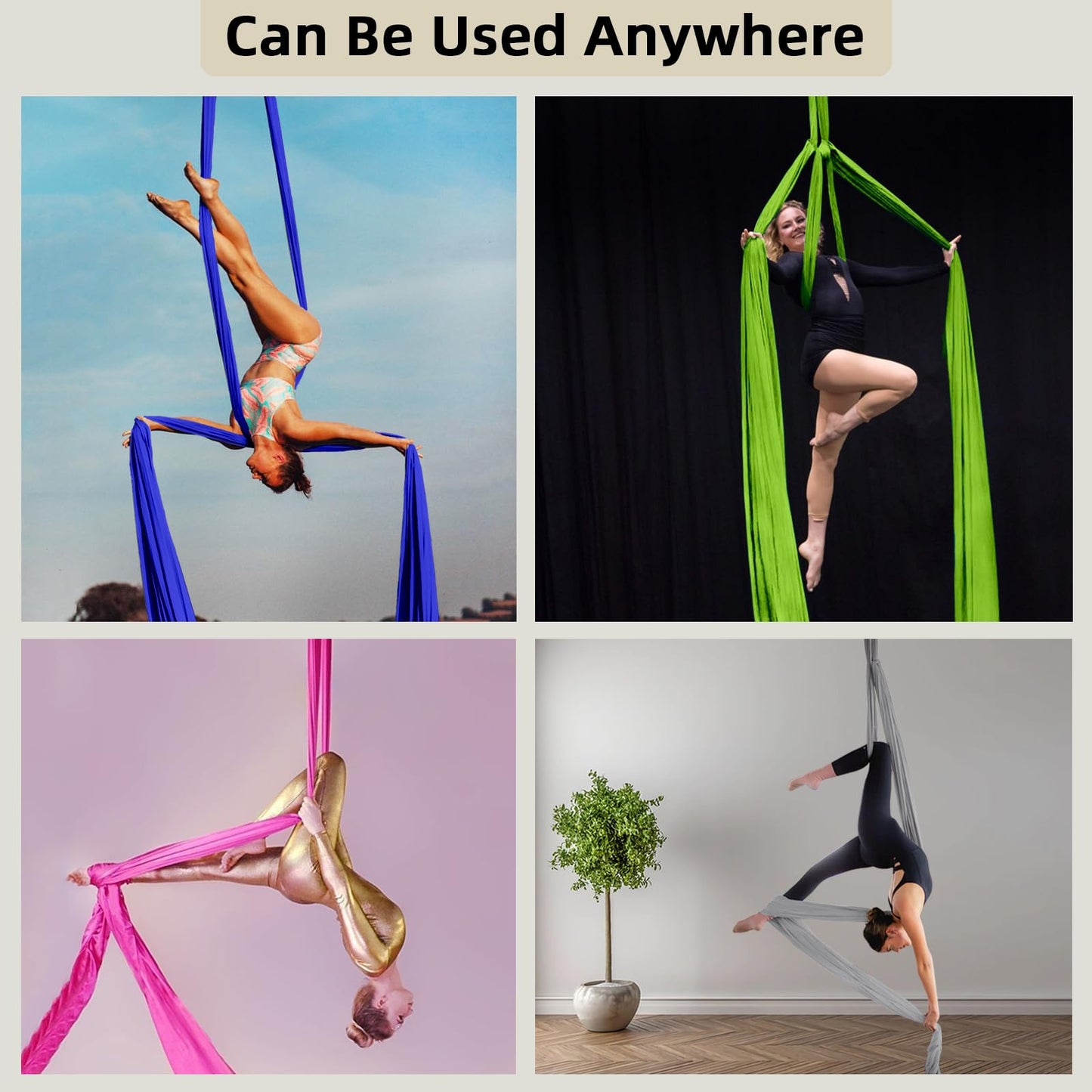 PRIORMAN Aerial Silks Fabric, 9 Yards(8.2mL x 1.5mW) 40D Nylon Medium Stretch Yoga Swing for Acrobatic Flying, Durable Aerial Trapeze for Home, Boost Strength Balance (Fabric Only)