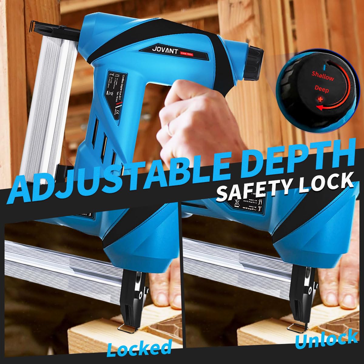 2 in 1 Nail Gun Battery Powered, 20V Cordless Nail Gun,4 * 80pcs Nails, 4 * 88pcs Staples, with Staple Puller, 2 * 2.0Ah Li-Ion Batteries and 2.4A Charger, Brad Nailer for Home Improvement & DIY