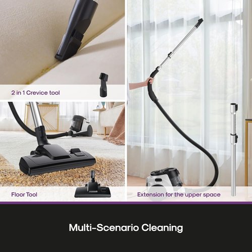 Eureka Bagless Canister Vacuum Cleaner - 1100W High Power for Carpets & Hard Floors | HEPA Filter & Tools