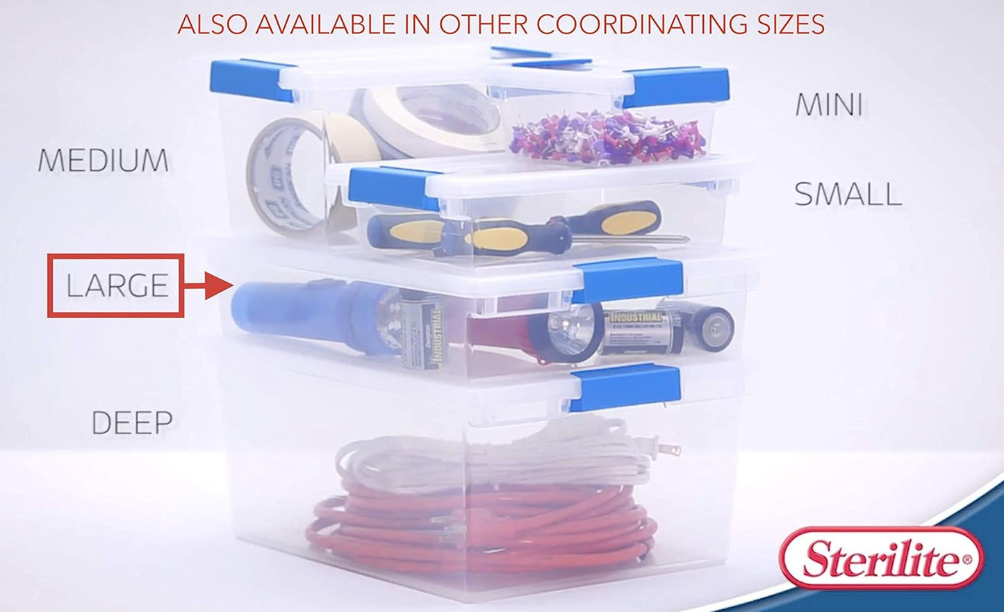 Sterilite Large Clip Box - Clear with Blue Aquarium Latches | Set of 2 for Easy Storage