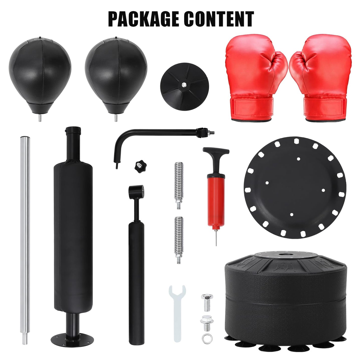 Garvee Boxing Speed Trainer, Freestanding Punching Bag 360° Spinning Bar with Reflex Speed Balls & Gloves, Fillable Base Speed Punching Bag Stand Height Adjustable for Teens Adults Boxing Training