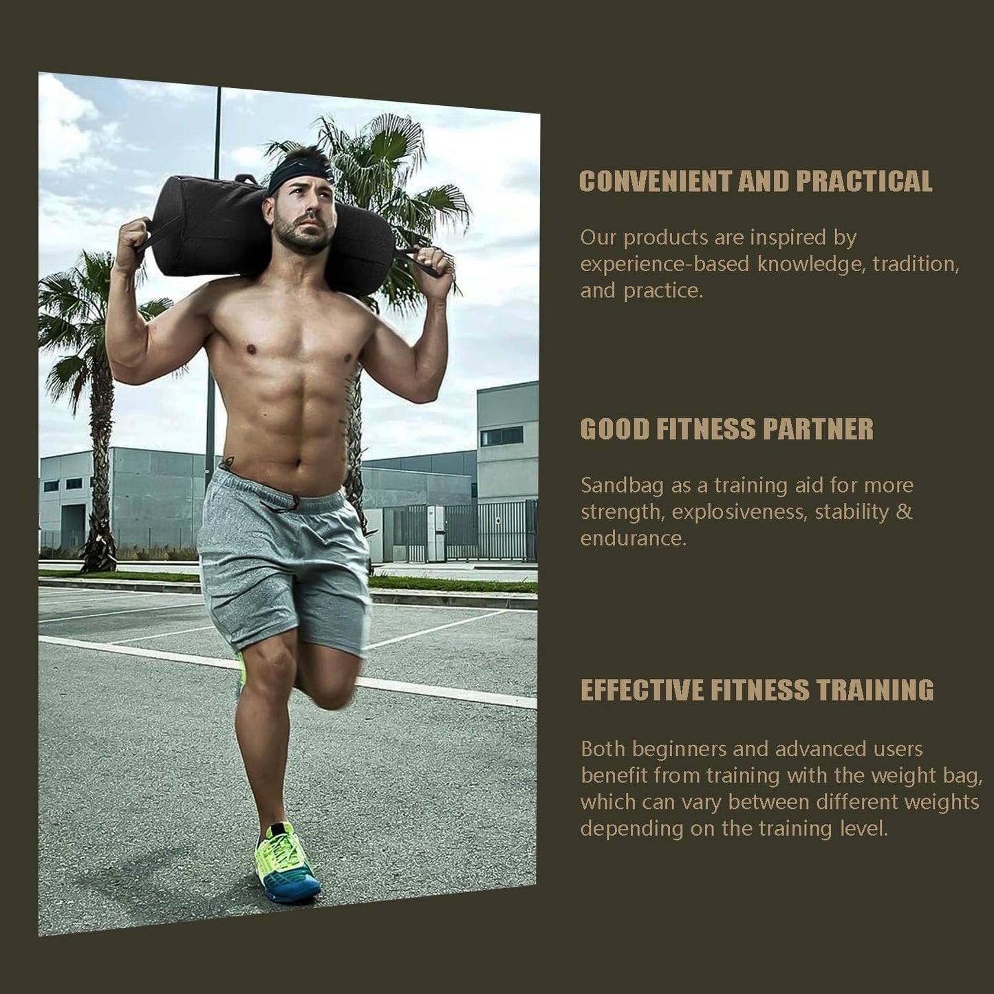 Favuit Workout Sandbag, Adjustable Weight Training Fitness Sand Bags with Multiple Handles and 3 Inner Sandbags for Heavy Duty Workout Cross Training Strength Weightlifting