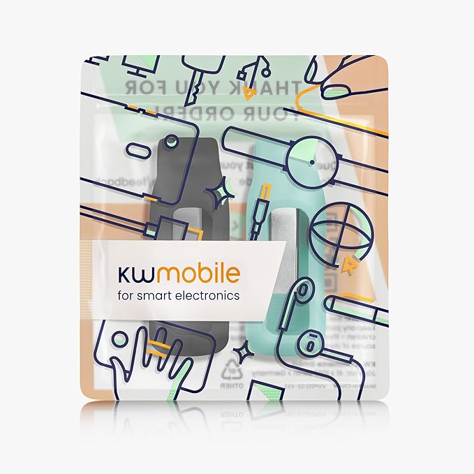 kwmobile 2X Clip Holders Compatible with Fitbit Inspire 3 / Inspire 2 / Ace 3 - Clip-On Holder Replacement Set - Black/Dark Blue