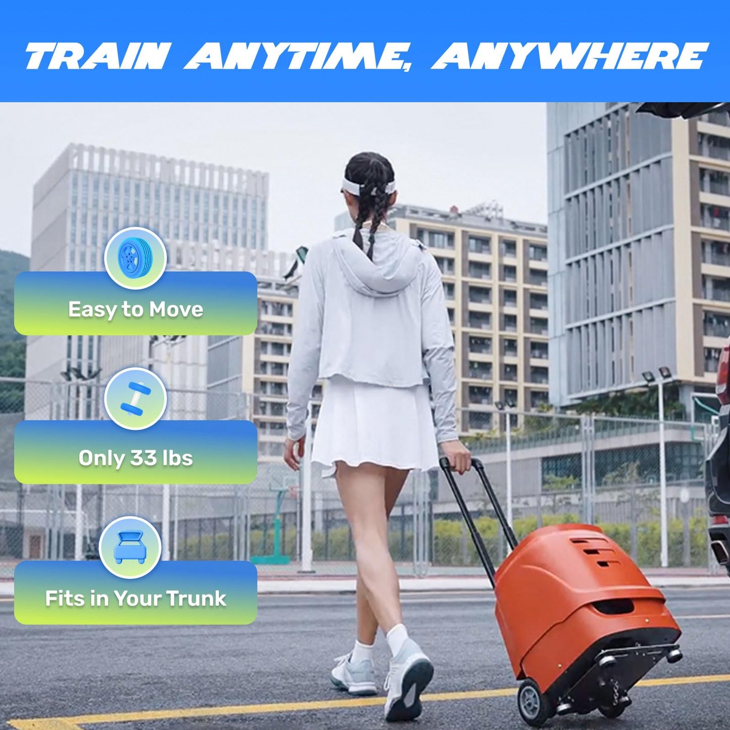 PUSUN PT-Smart Tennis Ball Machine: App Control,12 Drills,6-Level Spin,28-Pt,14 Padel Modes,75 MPH,32.6 lbs,100+ Ball, 5H Battery, Portable, for Fitness,Coaches,Solo Practice,Pros,School (White)
