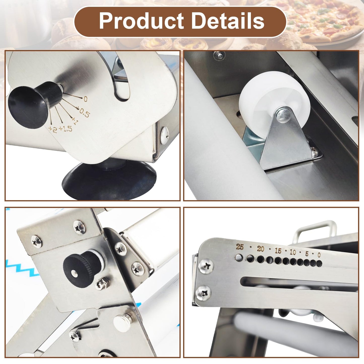 Meiclics 40.9''x15.5" Folding Dough Sheeter with Sheeter Board 0–25 mm Portable Manual Dough Roller Machine Stainless Steel Sheeter Thickness Adjustable for Pizza Dough, Puff Pastry Dough