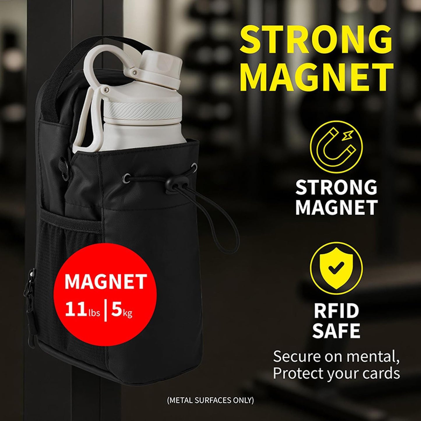 OHLI Magnetic Gym Bag for Men and Women – Sling Bottle with Magnetic Attachment | Water Bottle Holder, Gym Pouch, Crossbody Bag for Travel, Sports, Work, Fitness