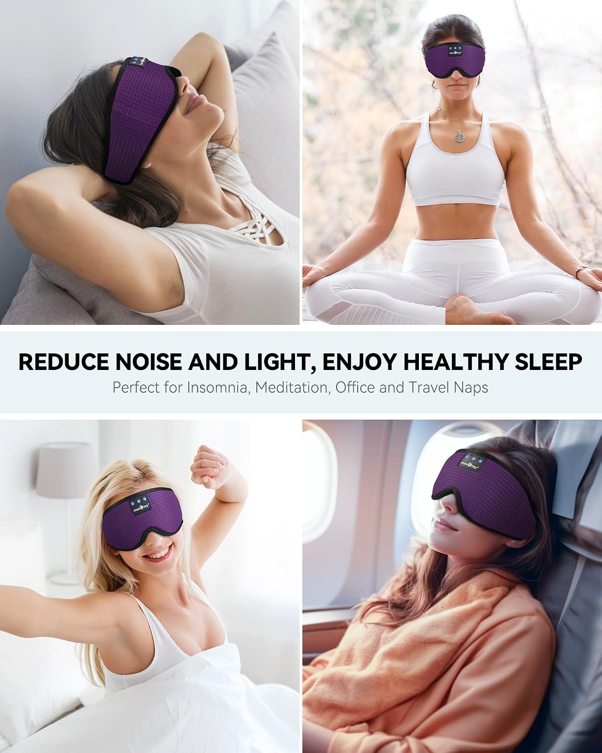 MUSICOZY Sleep Headphones Masks, Bluetooth Sleep Eye Mask for Sleeping for Side Sleepers, Sleeping Masks Headphones