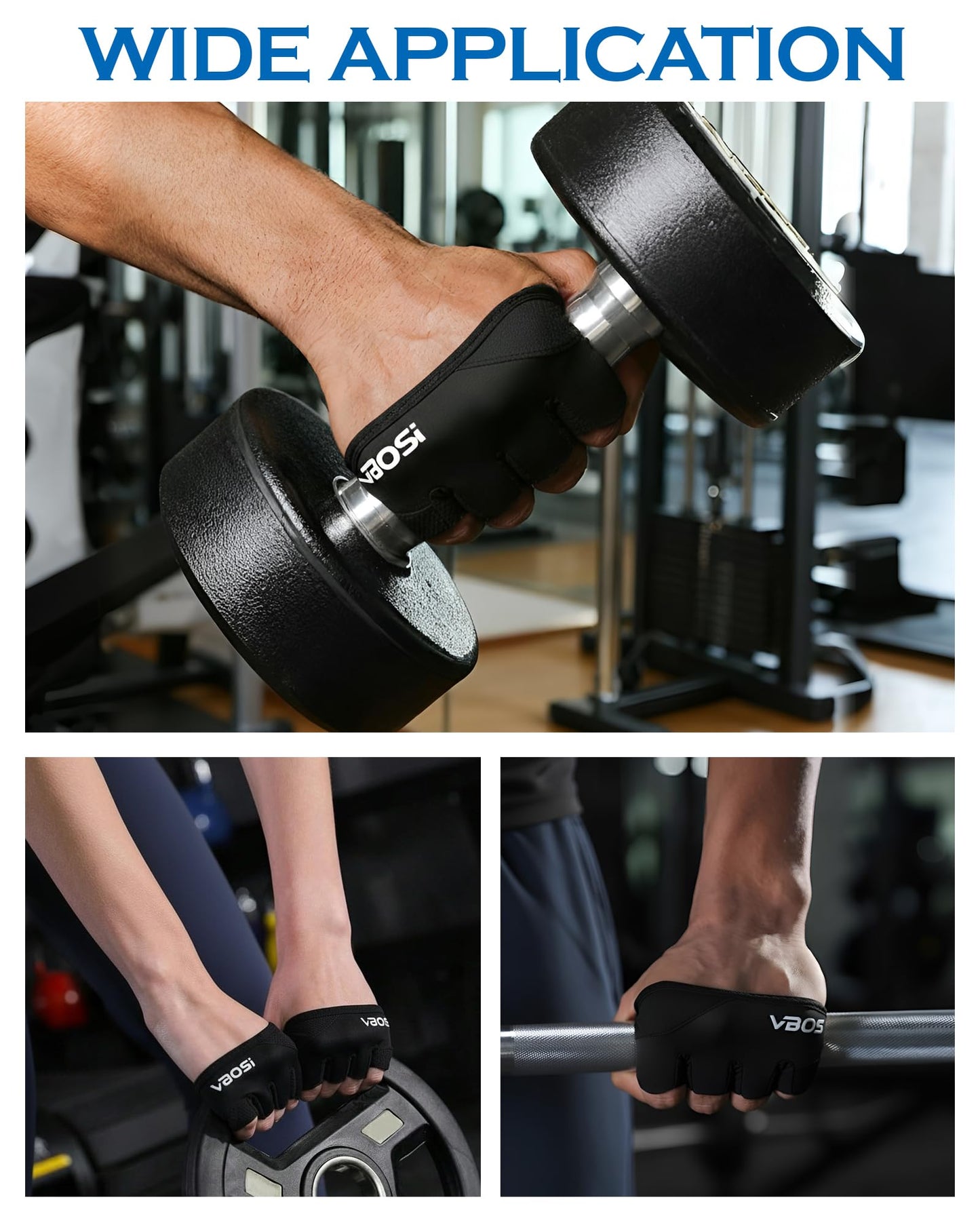 FitDA Weight Lifting Gloves, Short Micro Workout Gloves for Men & Women, Grip Pads with Full Palm Protection,Great for Weightlifting,Gym,Cross Training,Powerlifting (Black-L)