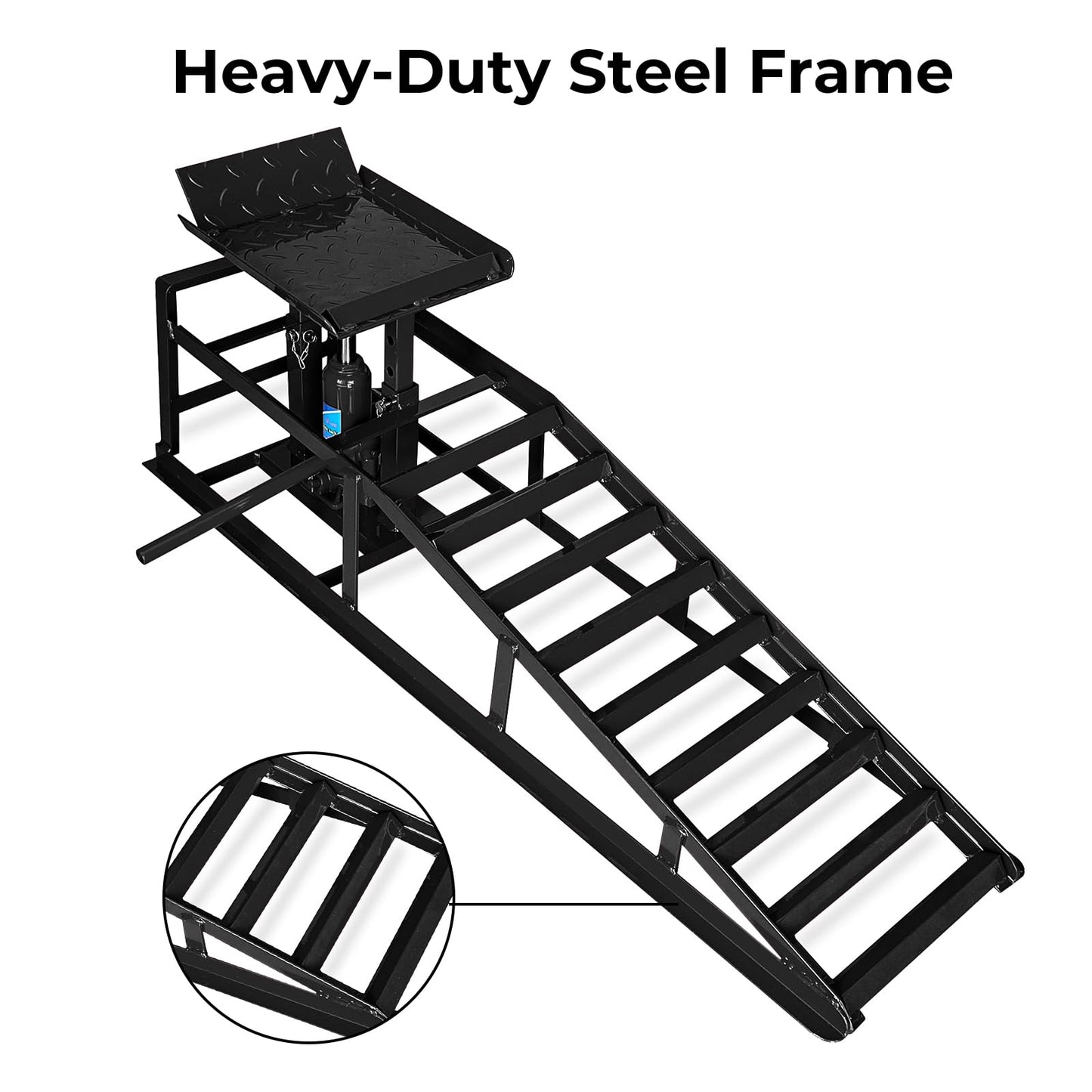 Skepphlay 2 Pack Hydraulic Car Ramps 5t, Car Ramps High Lift 11000lbs, Cars Lift Service Ramp Height 9"-14.2", Heavy Duty Steel Auto Ramp for Changing Oil for Maintenance, Black