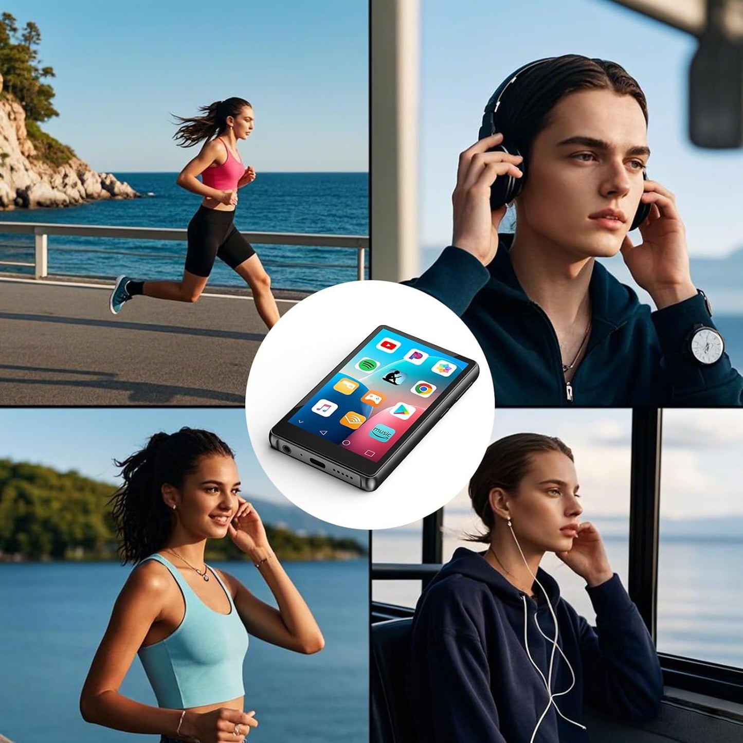 XBENDON MP3 4" MP4 MP3 Player with Bluetooth and WiFi, Touch Screen Music Player with Spotify, Play Store, Pandora