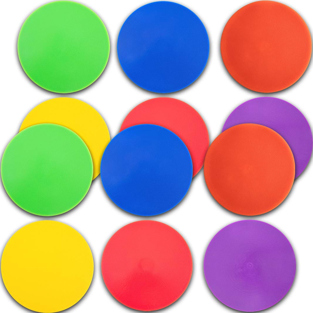 Vhxorrz 12pcs Spot Markers 9 Inch Floor dots Non-Slip Rubber Agility Markers for Football, Basketball Training Markers,School Activities, Exercise Drills